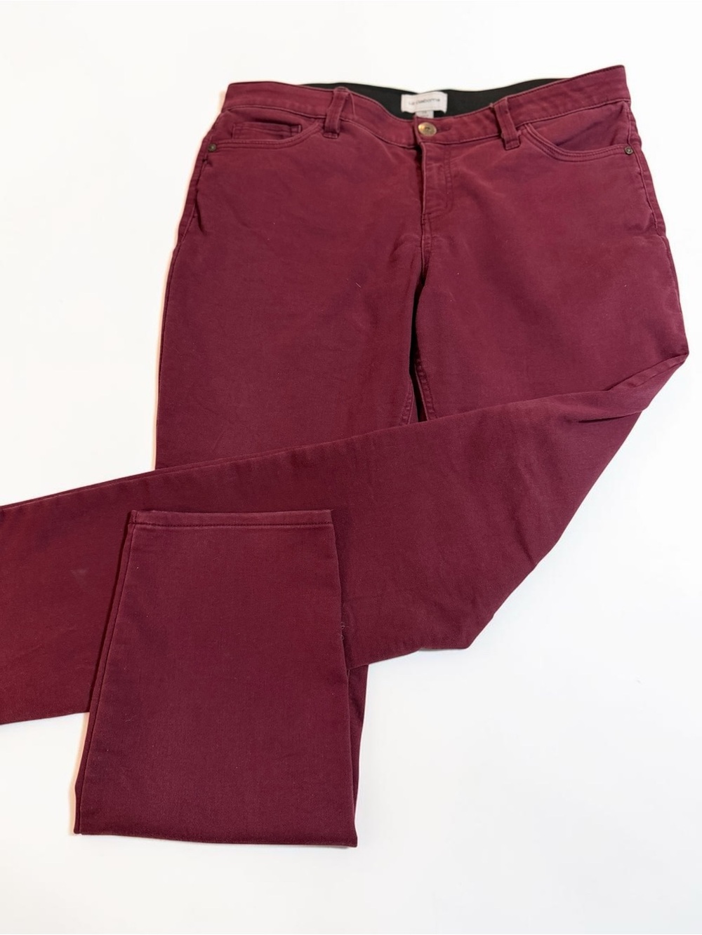 Liz Claiborne Womens Burgundy Bootcut Jeans Size 14 Stretch Casual Pants - Picture 3 of 5